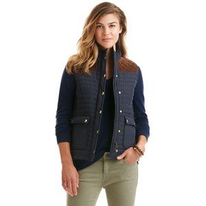 Vineyard Vines Quilted Hunting Vest Navy Blue with Suede Women's Small